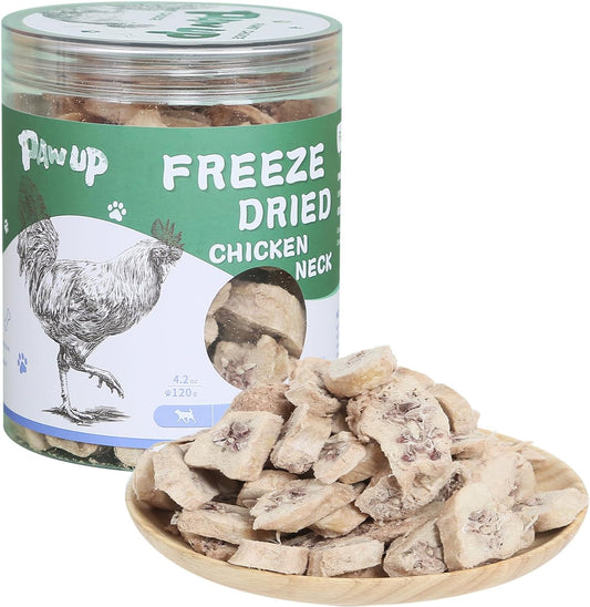 Freeze Dried Chicken Necks, Cat Food Toppers, Dog Treats Raw Healthy Training Treats, Only One Ingredient, High Protein, 4.2 oz