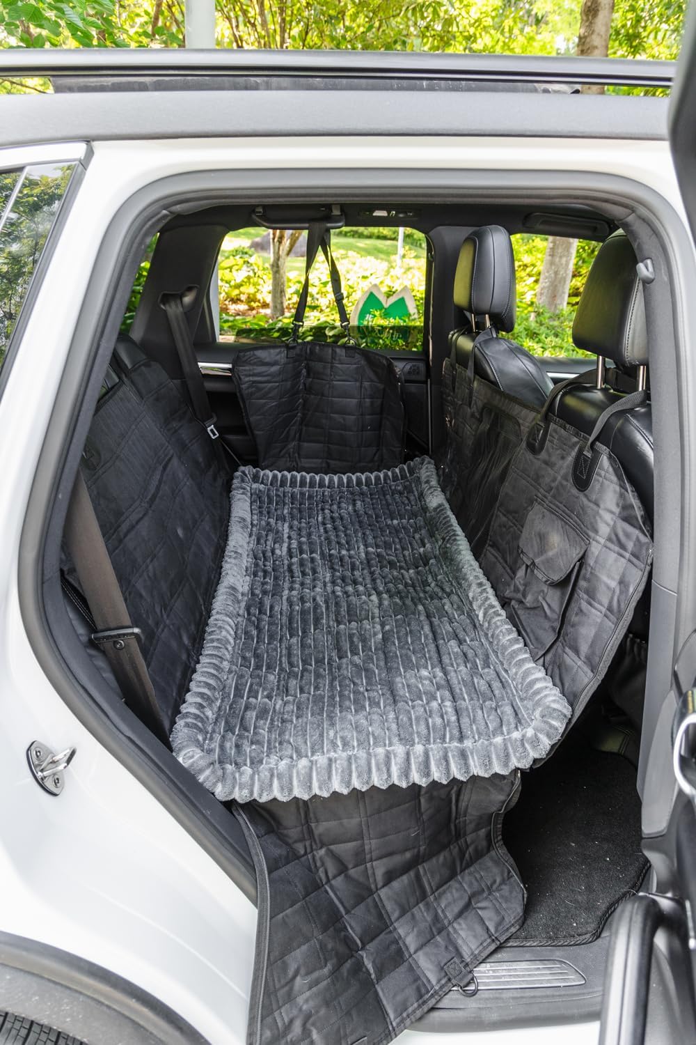 Non-Slip Dog Bed Mat for Car, Fuzzy Backseat Pet Mat, Travel Pet-Friendly Seat Cover for Cars, Compatible with Backseat Extenders and Seat Protectors 24.8x54 inch