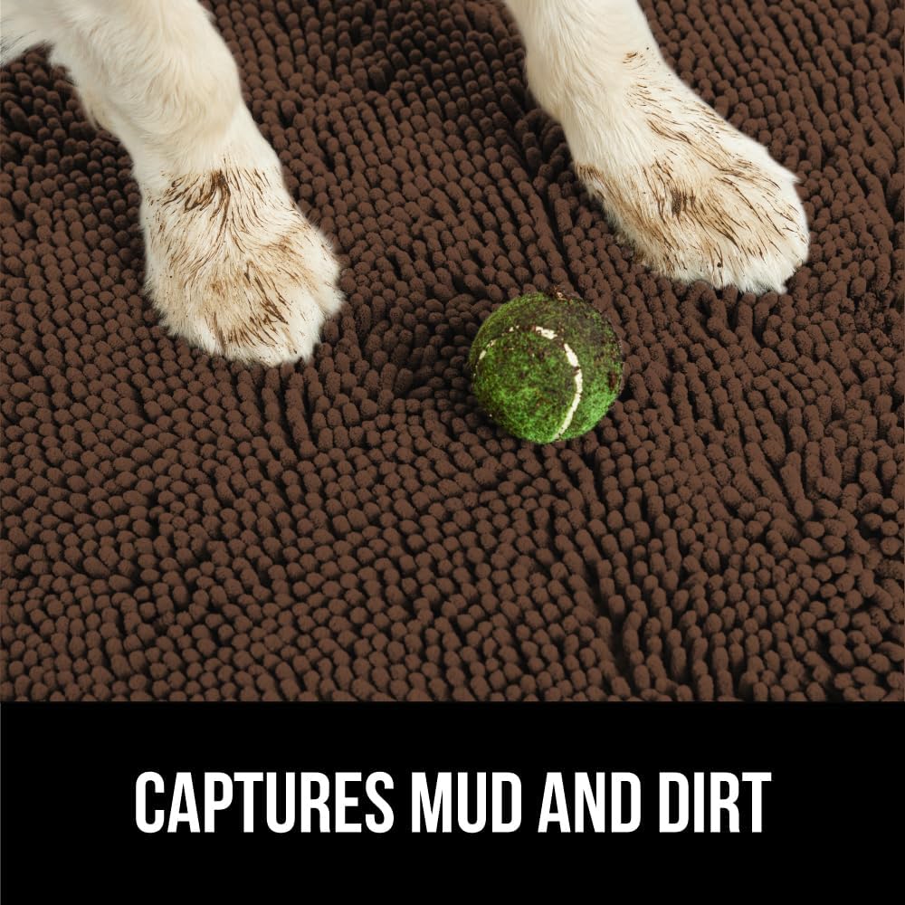 GORILLA GRIP Dog Doormat, Absorbent Doormats for Muddy Dogs Paws, 70x24 Machine Washable Soakstopper Rugs, Cleaner Floors, US Designed Pet Bed Door Mat, Indoor Entrance Pets Rug, Brown