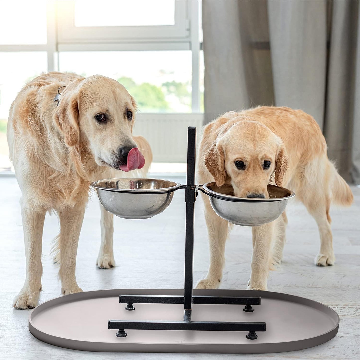 DogBuddy Dog Food Mat - Waterproof Dog Bowl Mat, Silicone Pet Mat for Food and Water Bowls, Nonslip Pet Feeding Mat with Edges, Dogs Food Mats for Floors, Puppy Supplies (XXL: 32" x 19", Dove)