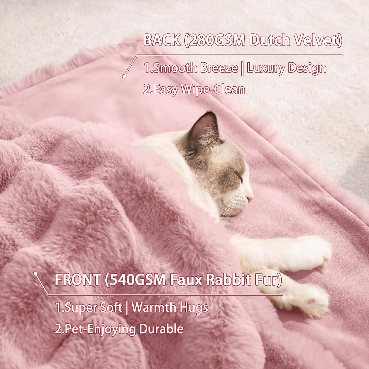 Dog Blanket Ultra Soft Fuzzy Faux Fur Cat Blankets for Indoor Cats Ultra Soft Plush Faux Fur Machine Washable Reversible Pet Throw Protector for Couch Furniture 39"X 30" Pink