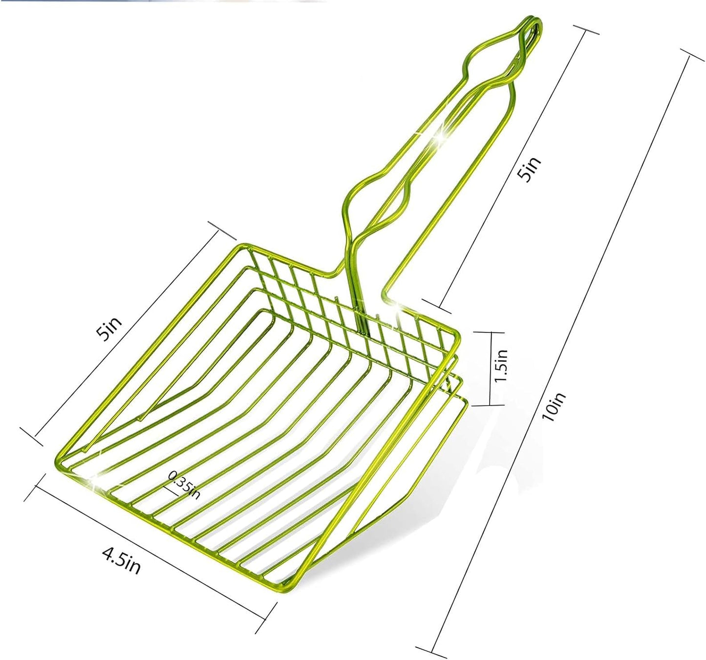 DHXYZZB Cat Litter Scoop, Metal Cat Litter Scooper Kitty Poop Scooper Stand for Litter Box, Fast Sifting Non-Stick Large Cat Poop Sifting cat Scooper (Only Scoop) (Green, Small)