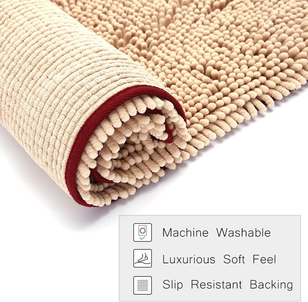 NJSBYL Pet Rugs Mats for Dog Cat Bathroom Door Rugs 26" x 36" Khaki Doormat Shaggy Chenille Pet Area Rugs Ultra Soft Water Absorbent Machine Washable Dry Area Rugs for Bathroom