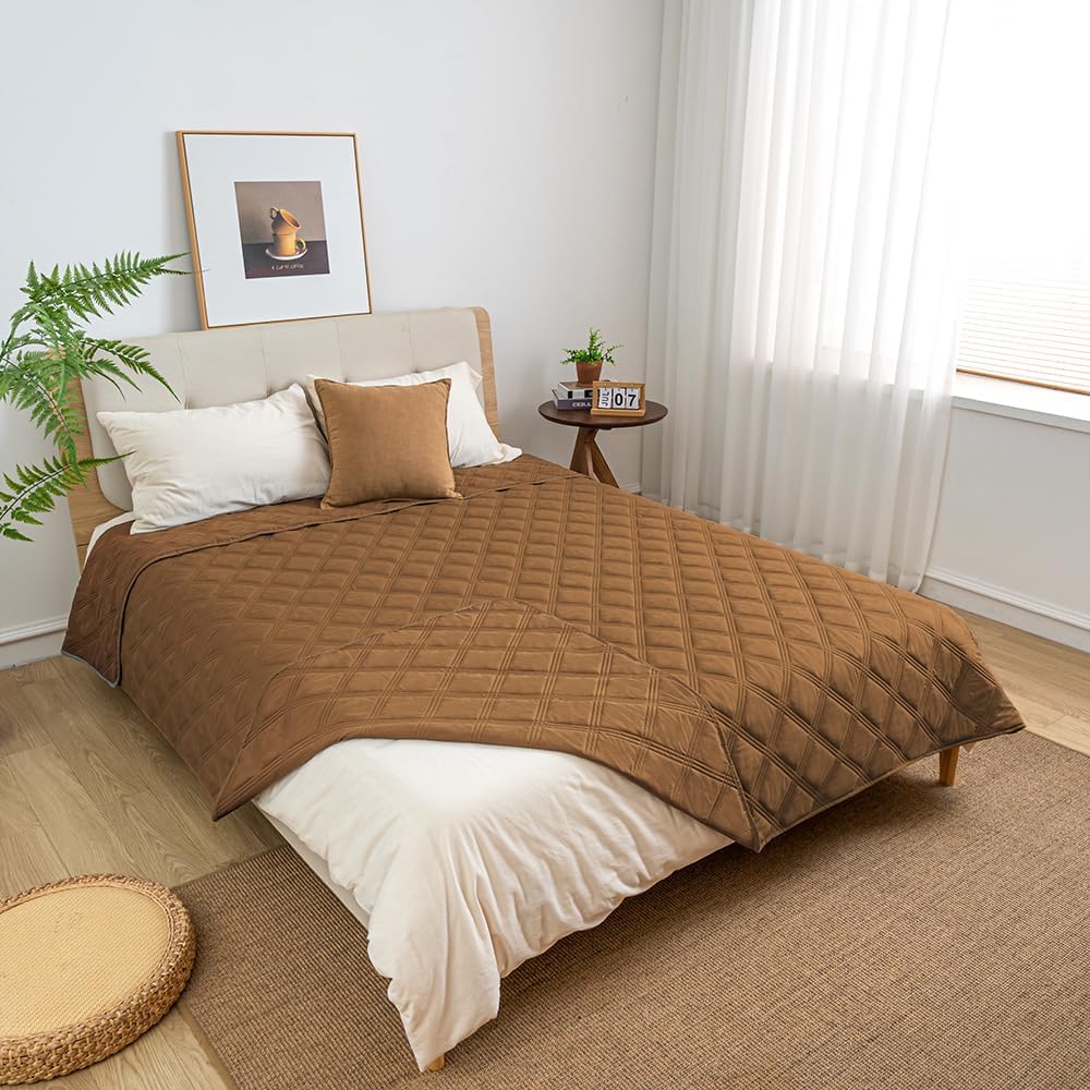 fuguitex Waterproof Dog Blanket Reversible for Small Dogs Resistant Leakproof Washable Couch Cushion Bed Protector Cover for Indoor Furniture Pet Friendly（30"*90",Brown+Brown