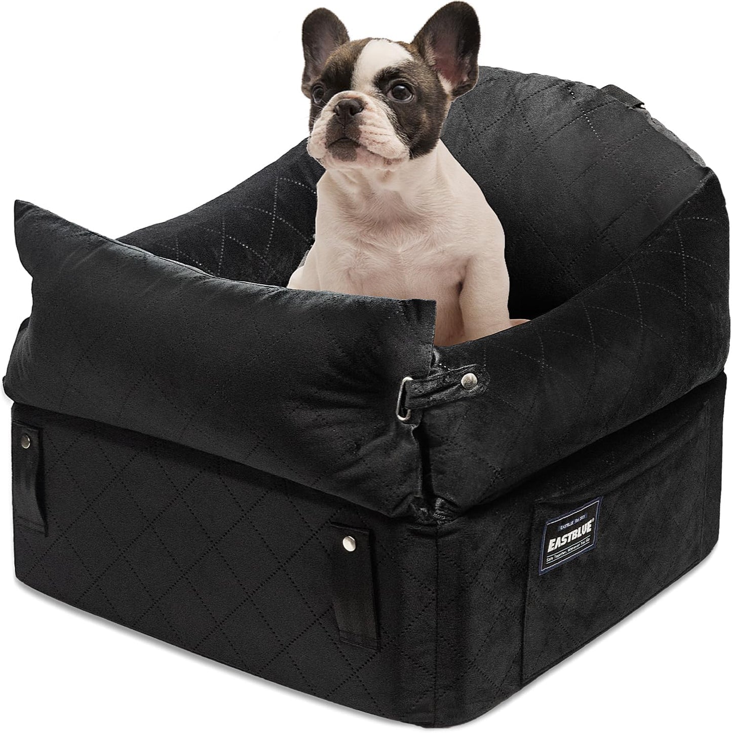 EASTBLUE Dog Car Seat for Small Medium Dogs Up to 35 lbs, Memory Foam Dog Booster Car Seat with Seatbelt, Detachable Washable Pet Carseat for Puppy & Cat, Dogs Travel Bed for Cars (Black)