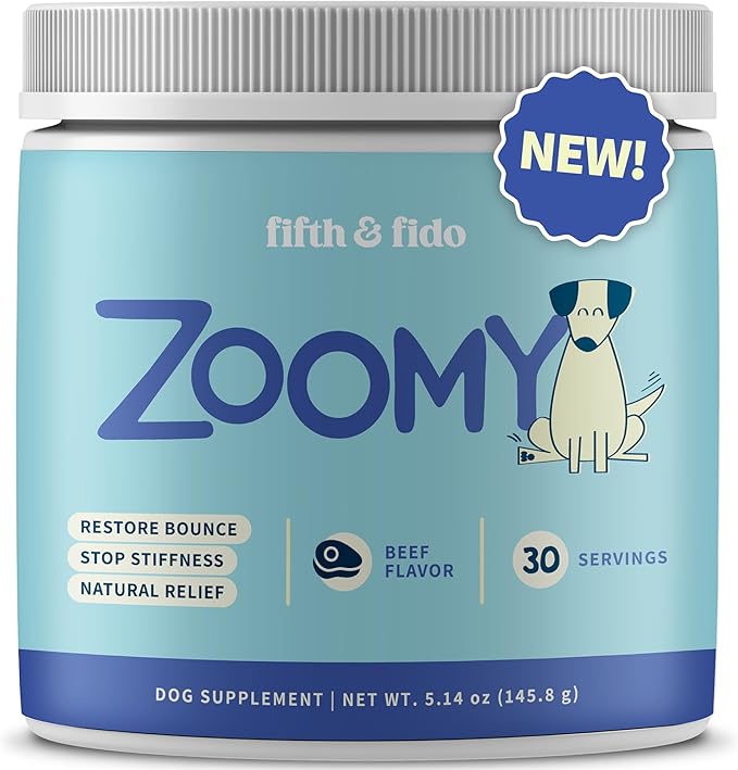 Dog Joint Supplement Powder with Glucosamine, Chondroitin & MSM – Hip & Joint Support for Mobility, Stiffness & Flexibility – Mushroom Blend with Lion’s Mane, Cordyceps & Reishi – Zoomy