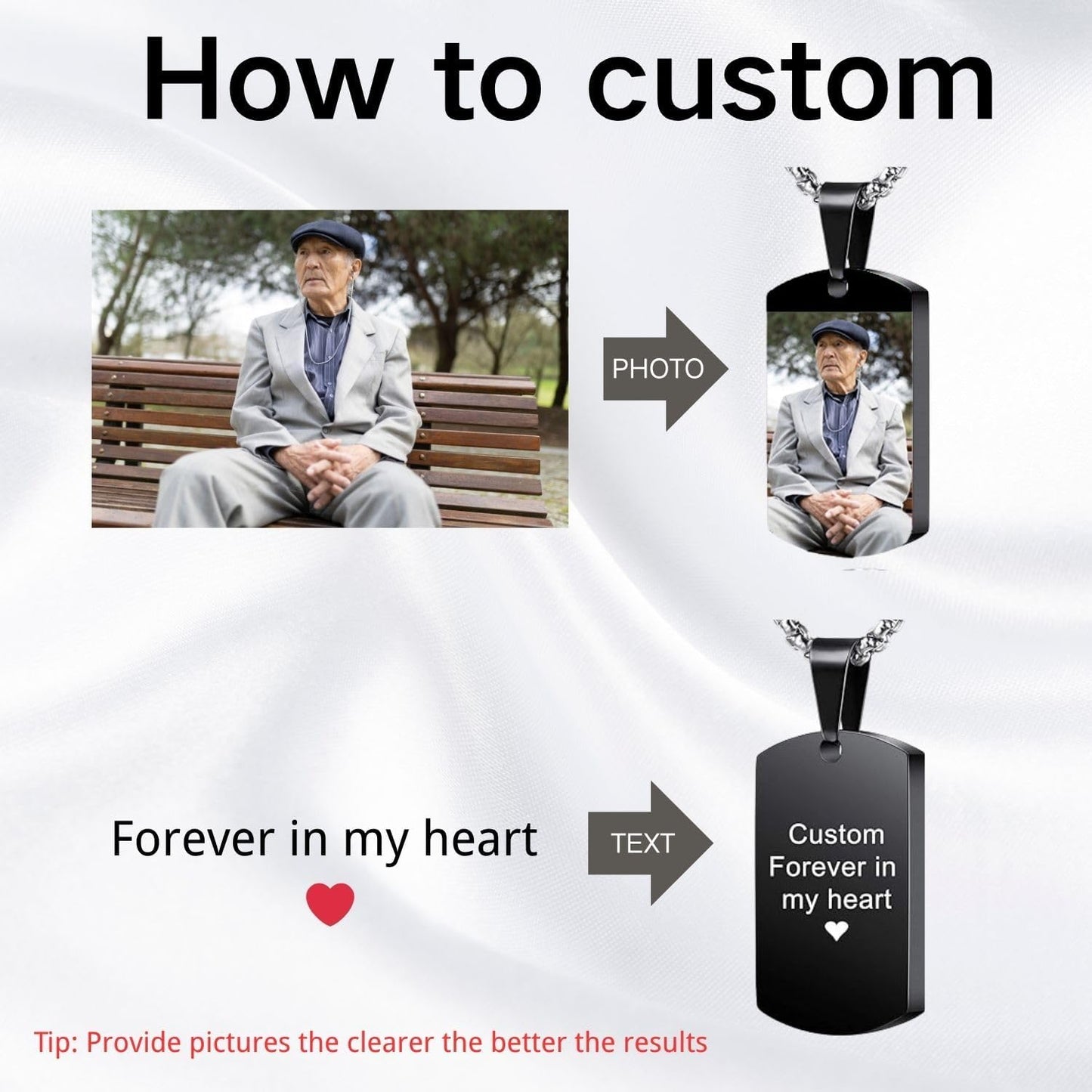 Personalized Ashes Necklace for Men Women Pet Custom Photo Text Urn Necklace Customized Engraving Holder Memorial Cremation Jewelry Keepsake Memorial Gifts