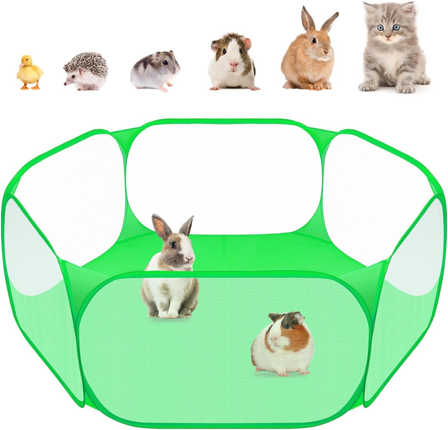 Amakunft Small Animals C&C Cage Tent, Breathable & Transparent Pet Playpen Pop Open Outdoor/Indoor Exercise Fence, Portable Yard Fence for Guinea Pig, Rabbits, Hamster, Chinchillas and Hedgehogs
