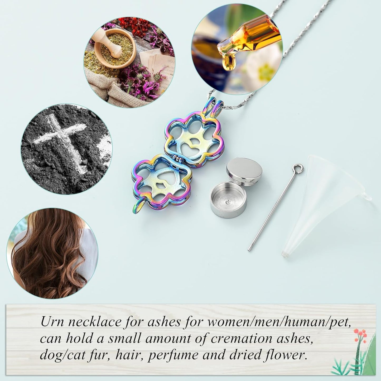 Imrsanl Pet Ashes Necklace Cremation Jewelry for Cat Dog Ashes Pendant Paw Print Urn Necklace for Women Men Keepsake Jewelry for Memorial Locket