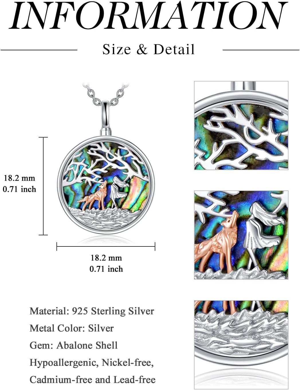 WINNICACA Urn Necklace for Ashes Sterling Silver Abalone Shell Cremation Jewelry for Ashes Jewelry Gifts for Nature Lovers Keepsake Memorial Jewelry for Women