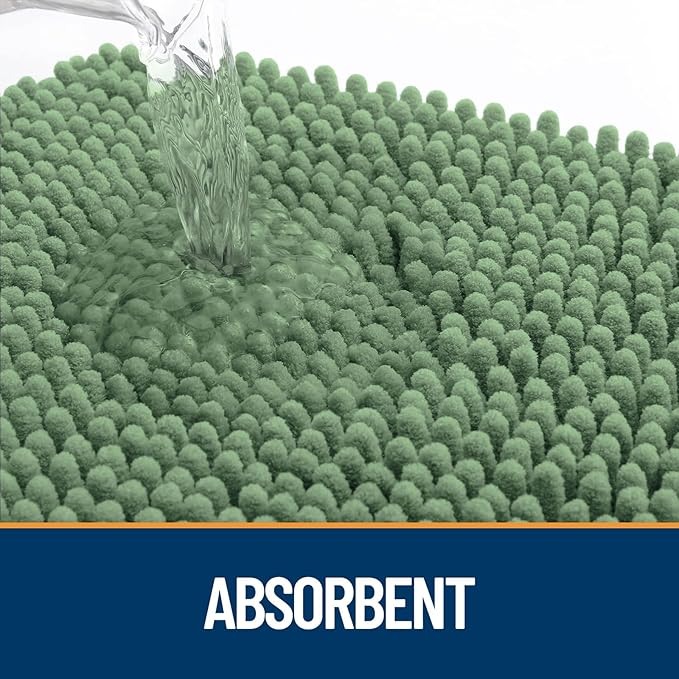 OLANLY Door Mat for Muddy Dog Paws 36x24, Absorbent Chenille Doormat with Paw Print Design, Non-Slip Washable Doormat for Indoor Entryway, Quick-Dry Pet Bed Mats for Dirty Dogs, Olive Green and Black