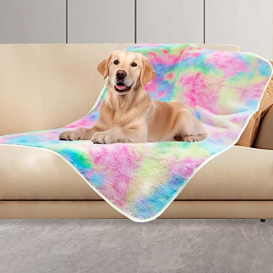 Dog Blanket Pet Puppy Blankets Calming Blanket for Small, Medium, Large Dogs Warm Sleep Mat Flannel Blanket for Dogs Puppy Guinea Pig (Gradient Color, 42"×30")