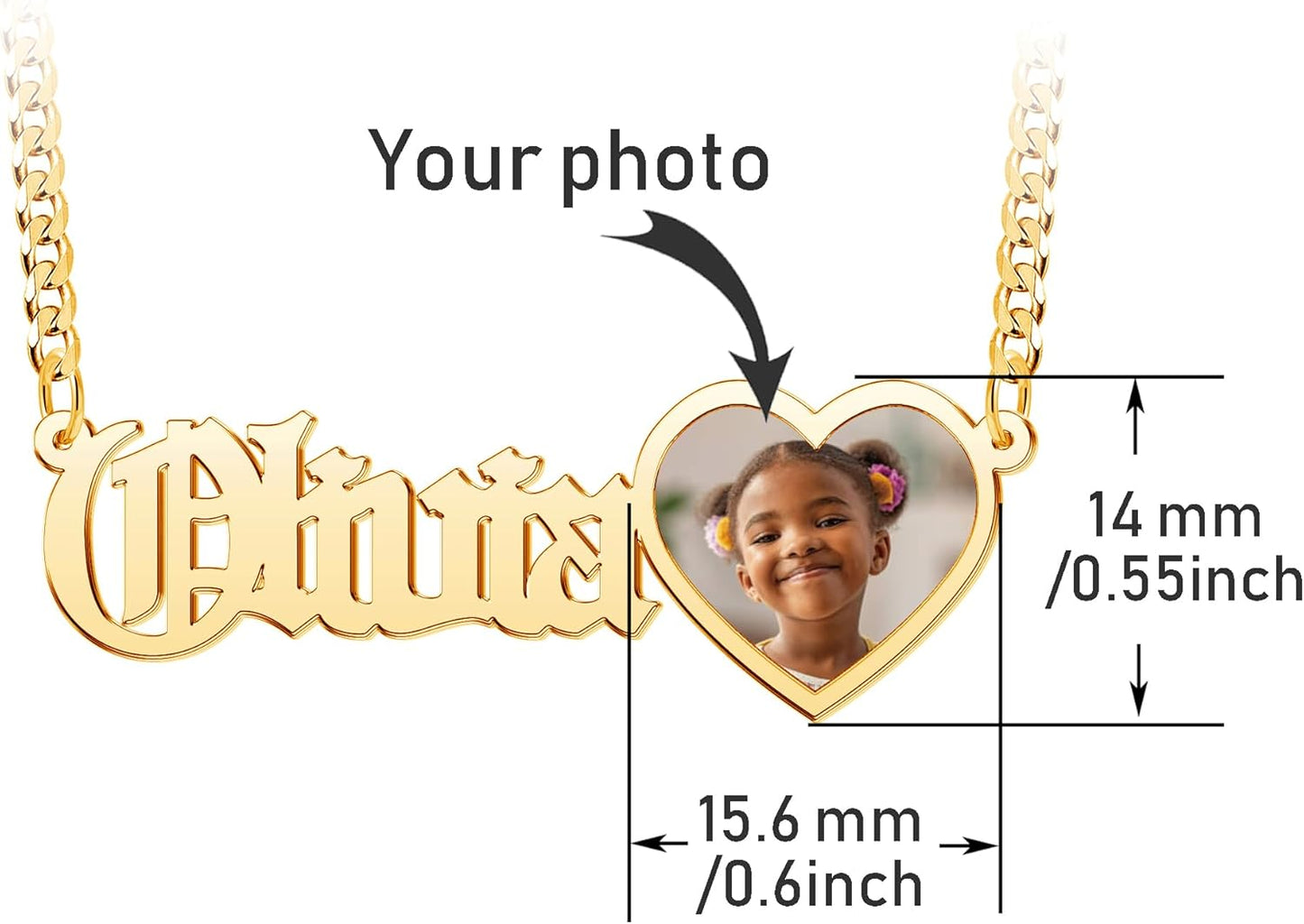 CharmSStory Personalized Photo Necklaces Custom Engraved Name Necklace Memory Keepsake Picture Necklace Pendant Customized Gifts for Women Men