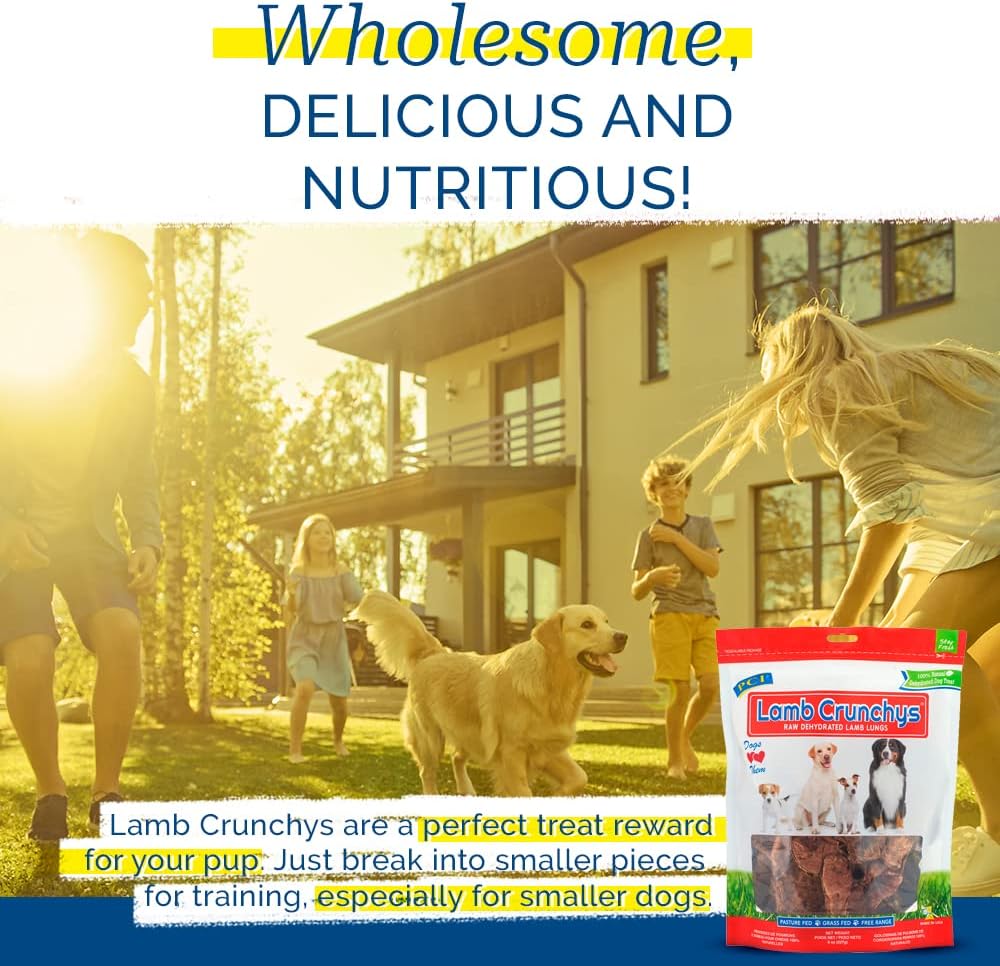 PCI Pet Center Inc. Lamb Crunchys Raw Dehydrated Lamb Lungs Dog Treats, 16 Ounce Pack, LAM-016MC