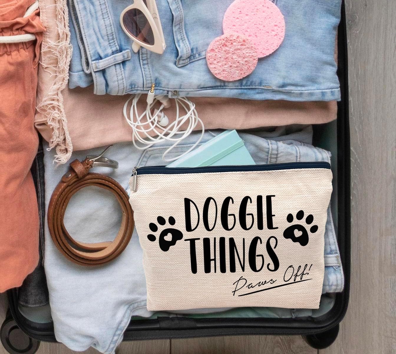 IWXYI Pet Mom Gift,Gift For Pet Mom,Doggie Things Bag,Dog Things Makeup Make Up Bag Zipper Pouch Travel Toiletry Gifts For Dog Mom Lover