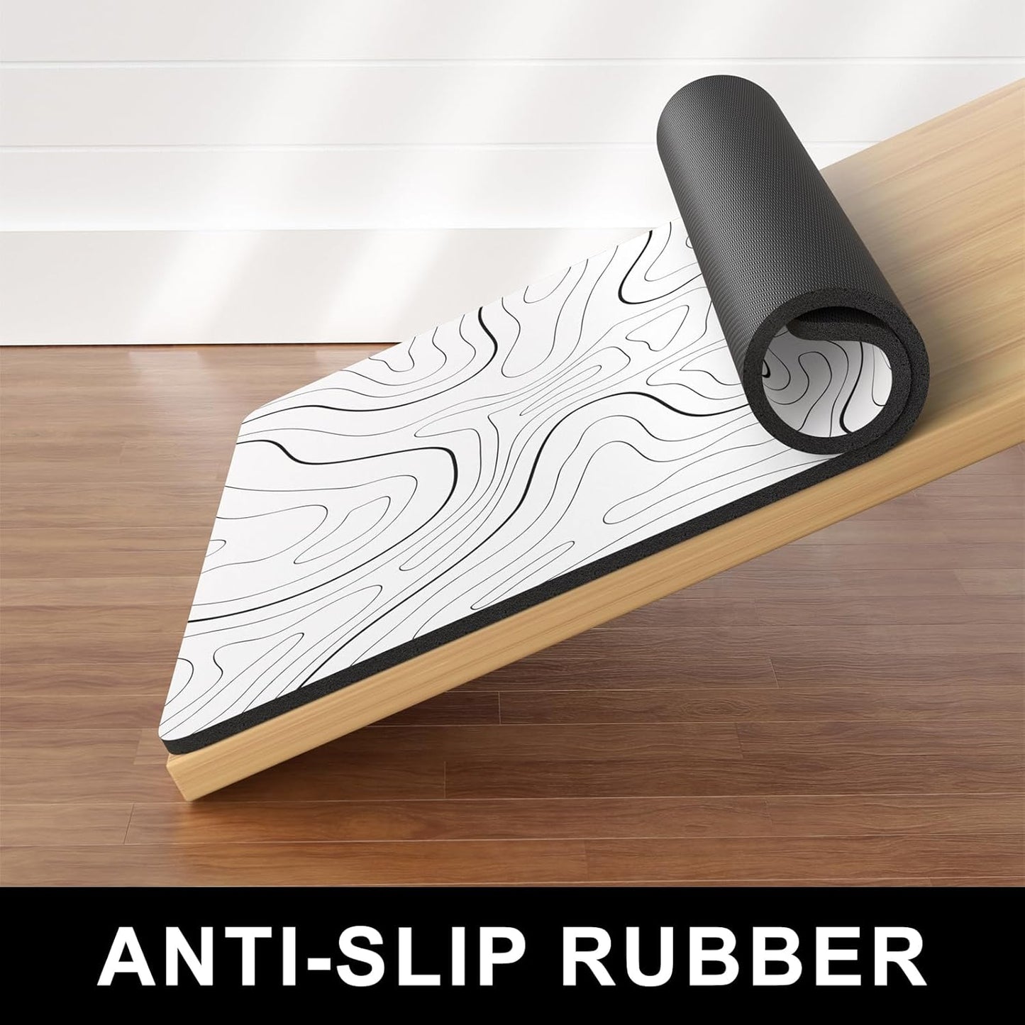 Dog Food Mat, 16" x 24" Absorbent Dog Cat Bowl Mat for Food and Water, Cute Anti-Slip Rubber Pet Feeding Rug Protect Floors, Placemat for Feeding & Watering Supplies, White Line Art