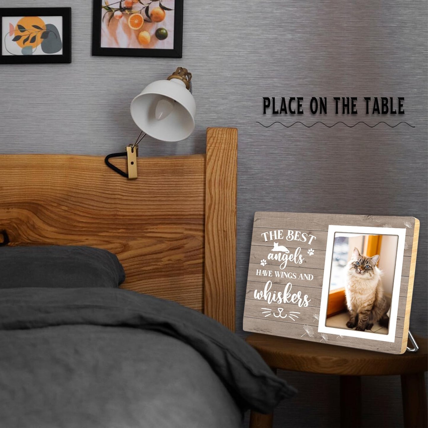 Cats Memorial Picture Frame,The Best Angels Have Wings and Whiskers,Wooden Pet Remembrance Gift for Cat Owners, Sympathy Gift for Loss of a Cat(4 x 6 Photo)
