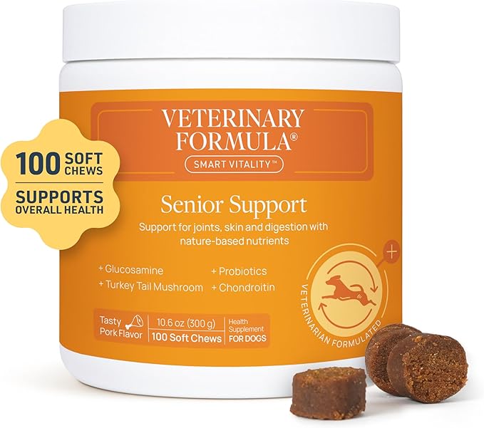 Veterinary Formula Senior Support Joint Supplement for Dogs - Soft Chews, 100ct - Support Healthy Joints, Skin, Gut, and Immunity with Glucosamine for Dogs