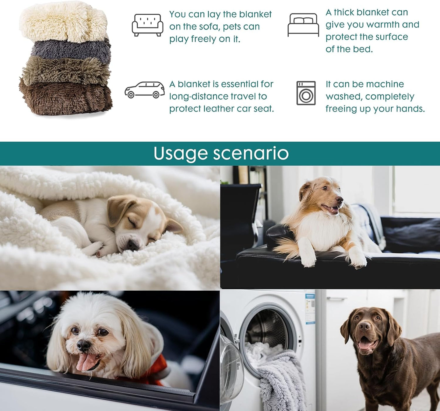 gogobunny Waterproof Dog Blanket for Large Dogs, Cats, Puppy, Reversible Faux Fur Pet Throw Blanket, Washable, Calming Furniture Protection for Sofa Bed (60x80 Inch (Pack of 1), Chocolate)