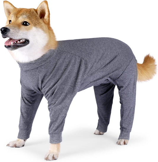 Dog Recovery Suit, Abdominal Wound After Surgery Wear, Prevent Licking Wounds, E-Collar & Cone Alternatives, Long Sleeve Postoperative Shirts Dog Bodysuit Prevent Shedding(XL, Grey)