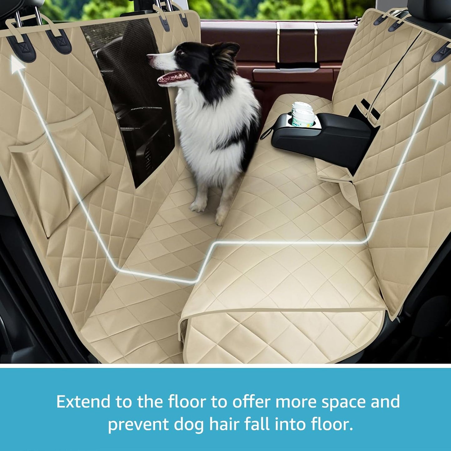 Lassie 4 in 1 Dog Floor Hammock for Crew Cab,100% Waterproof Backseat Cover Dog Seat Covers, Bench Protector for Ford F150, Chevy Silverado,GMC Sierra,Toyota Tundra,Ram 1500 Truck etc