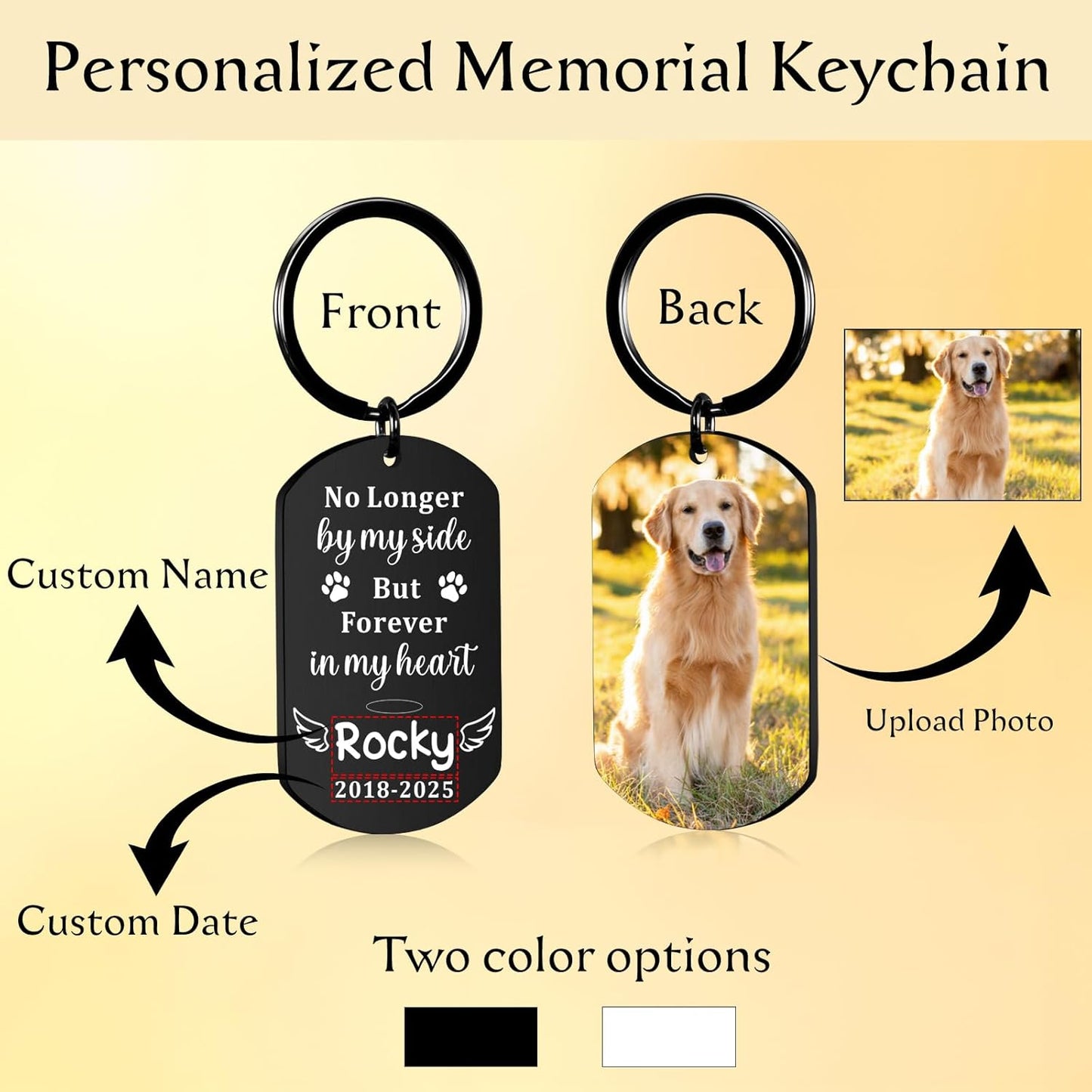 Pet Memorial Gifts for Dogs Cats Custom Keychain with Picture Name Personalized Bereavement Gift for Loss of Pet Sympathy Gifts Dog Passed Away Gift Grieving Remembrance Memorial Keychain Keepsake