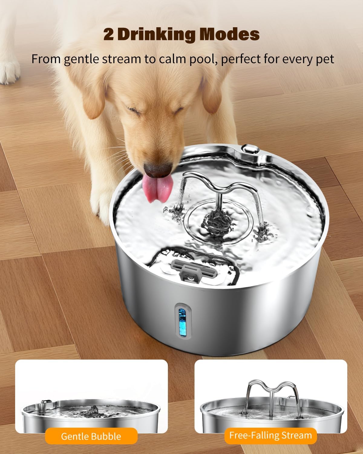 Dog Water Fountain for Large Dogs, 7L/236oz Stainless Steel Dog Water Bowl Dispenser, Automatic Pet Fountain, Ultra Quiet Pump, Large Drinking Area