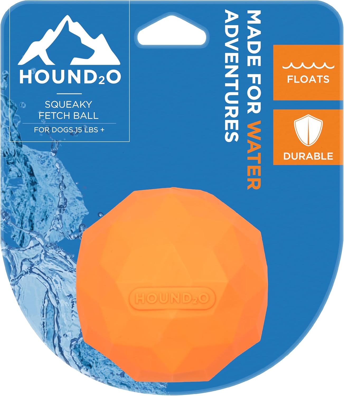 Hound2O Dog Toys | Squeaky Fetch Ball for Dogs | Orange Floating Outdoor Toy - Easy to Clean and Made from Non Toxic Materials