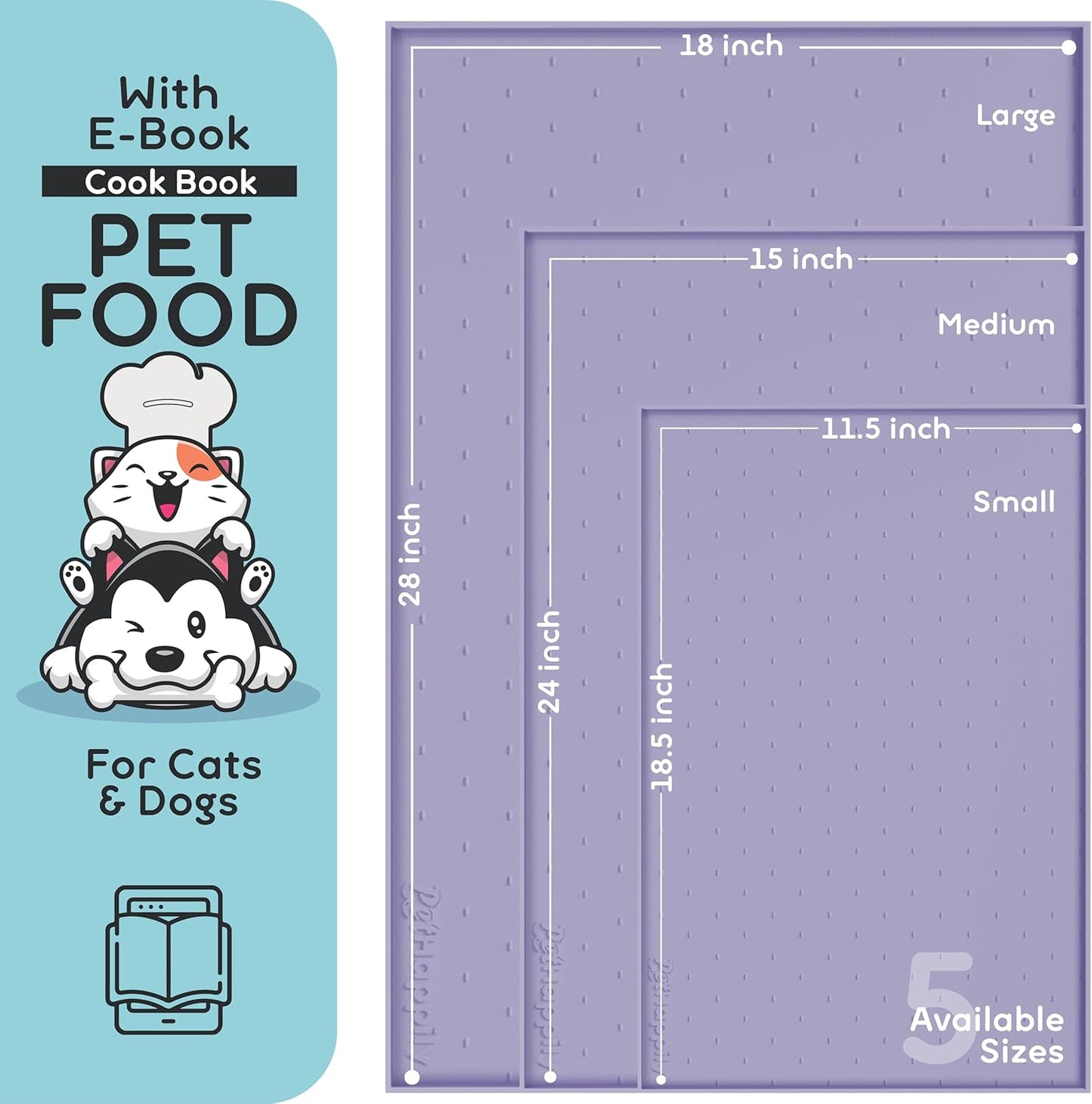 Dog Food Mat - 24x15 Raised Edges Dogs Mat for Food and Water Prevent Spill, Waterproof Cat Food Mats Protect Floors, Easy Clean Dog Bowl Mats for Food and Water, Silicone Pet Feeding Placemats