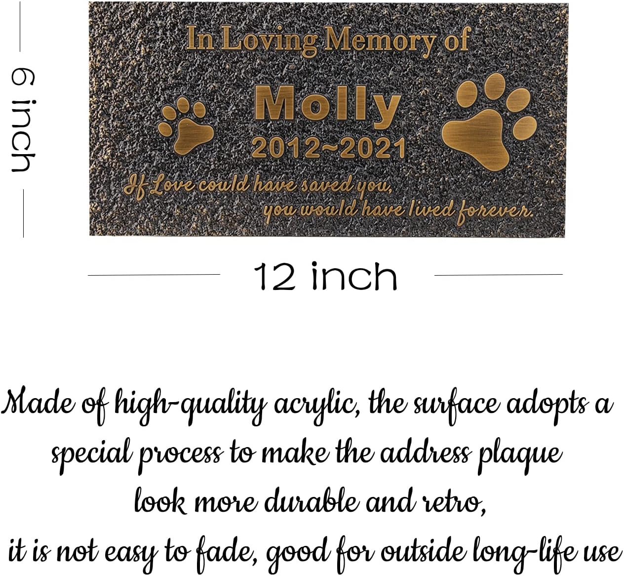 Pet Memorial Stone Cat Dog Pet Memorial Personalized Pet Grave Markers Customized Pet Grave Markers with Pet Name are a Sympathy Gift for The Loss of a Pet (Acrylic)