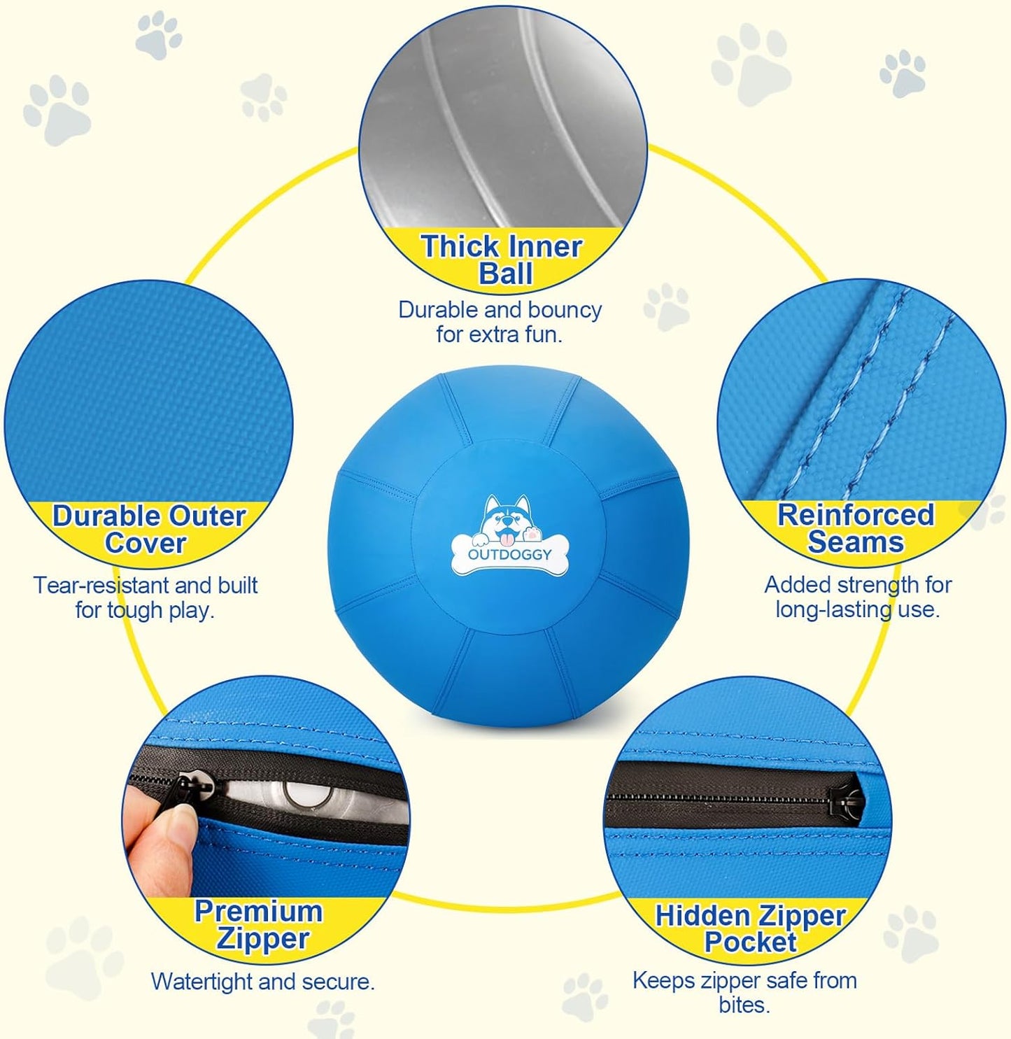 Herding Ball for Dogs 22 Inch - Dual-Layer Heavy Duty Herding Ball for Australian Shepherds, Border Collies & Cattle Dogs | Outdoor Herding Toy for Medium/Large Dogs - Backyard Training and Play-Blue