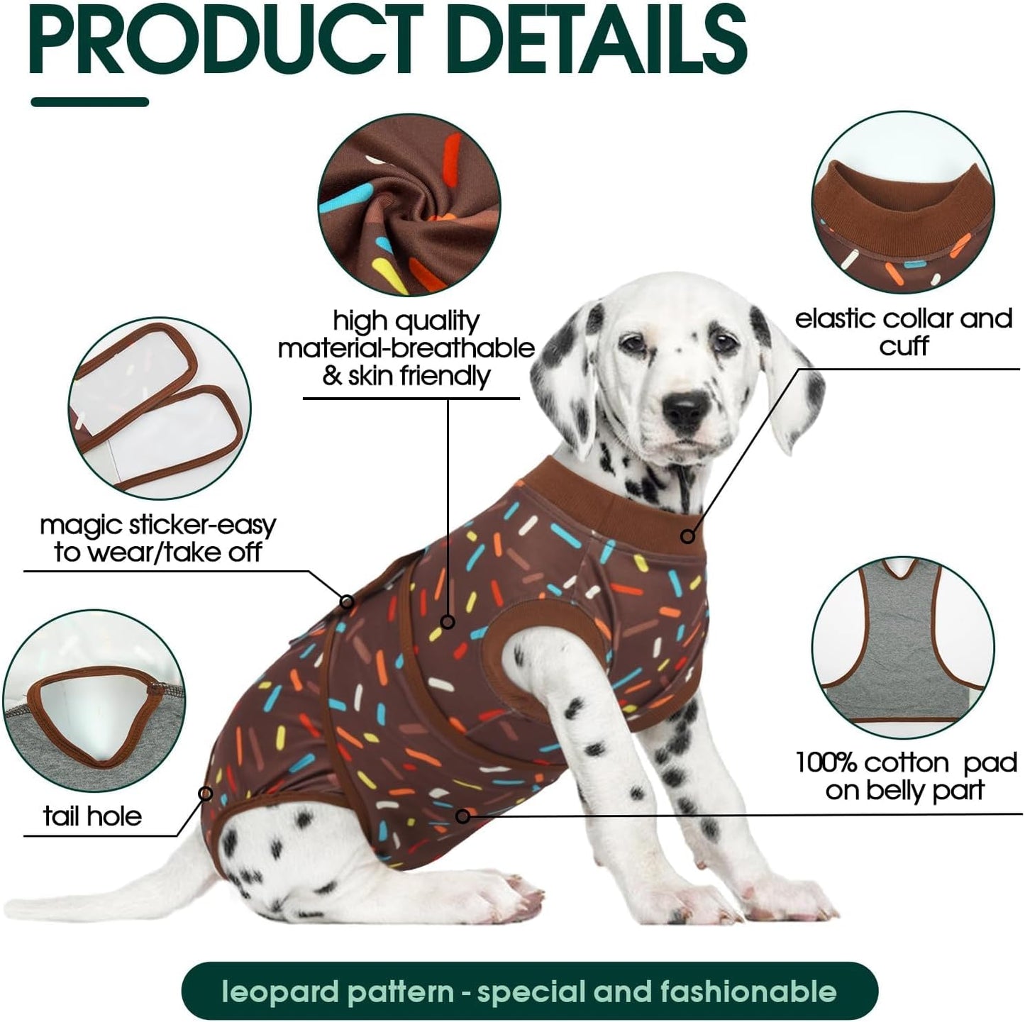 Kuoser Dog Recovery Suit for Post-Surgery Care, Spay Neuter Bodysuit for Female & Male Dogs, Anti-Licking Surgical Onesie, Snug Fit for Abdominal Wound Protection & Skin Healing, Brown S