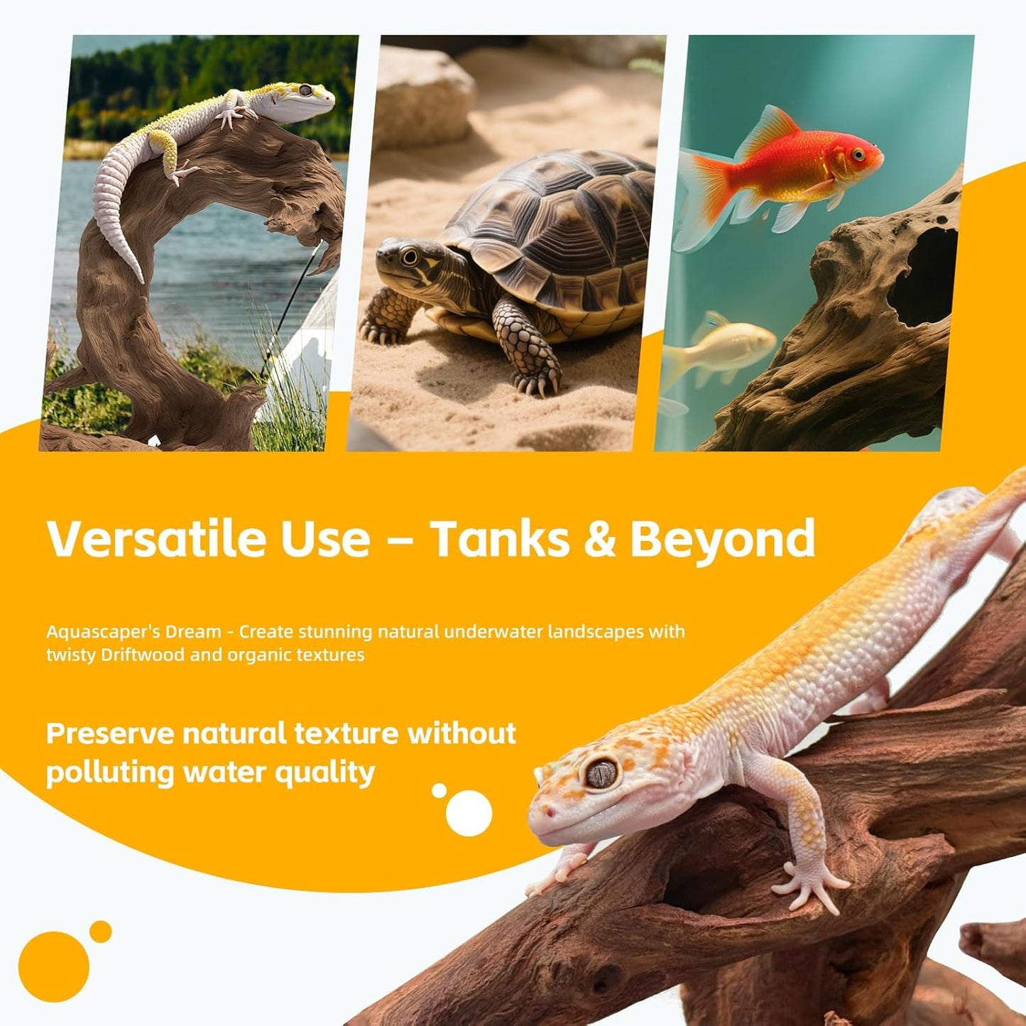 EFFIELER Natural Driftwood for Aquarium Decor – Real Wood Branches Fish Tank, Reptile Habitat, Terrarium, Hermit Crab,Aquatic Pets – Unique Size (14-17 Inch,1-Pack)