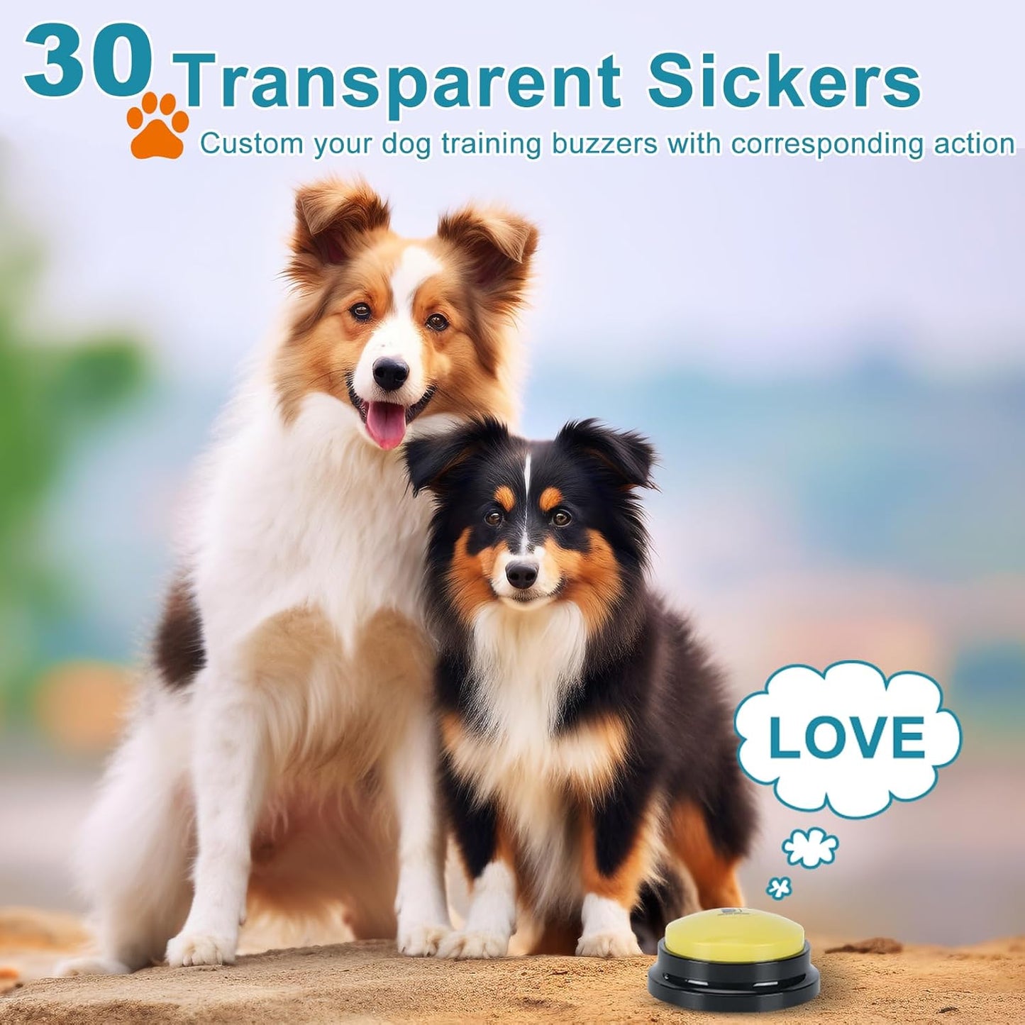 6 Pcs Dog Talking Button Set, Dog Buttons for Communication 30s Voice Recording Speaking Button Pet Speech Training Buzzers with 30 Scene Stickers and Waterproof Anti-Slip Mat for Animal Training