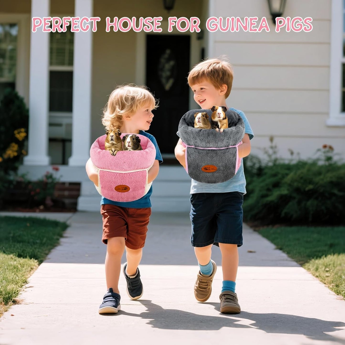 YUEPET 2 Pack Guinea Pig Hideout Portable Guinea Pig Pocket Bedding Cozy Cuddle Sack Snuggle Bag Bunny Bed for Small Animals Hamster Ferret Hedgehog Chinchilla Rabbit Cage Accessories (Grey+Pink)