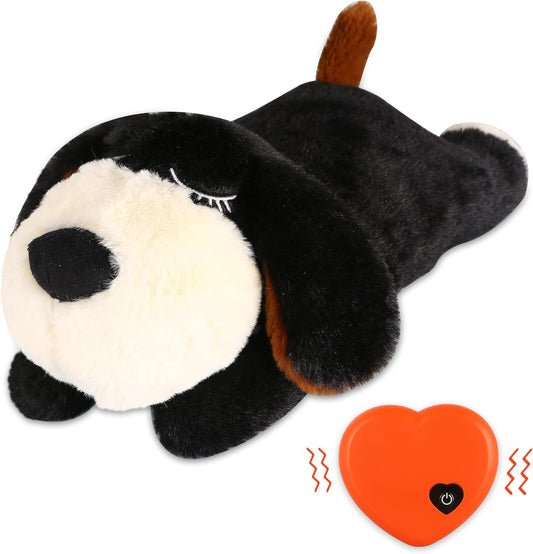 Heartbeat Puppy Toy, Puppy Sleep Aid Toy, Small Dog Training Toys for Separation Anxiety Relief, Pets Plush Toys for Dogs Cats (Black)