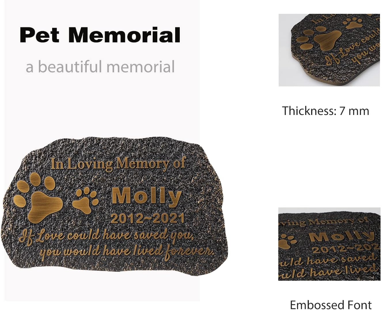Pet Memorial Stone Cat Dog Pet Memorial Personalized Pet Grave Markers Customized Pet Grave Markers with Pet Name are a Sympathy Gift for The Loss of a Pet (Acrylic)