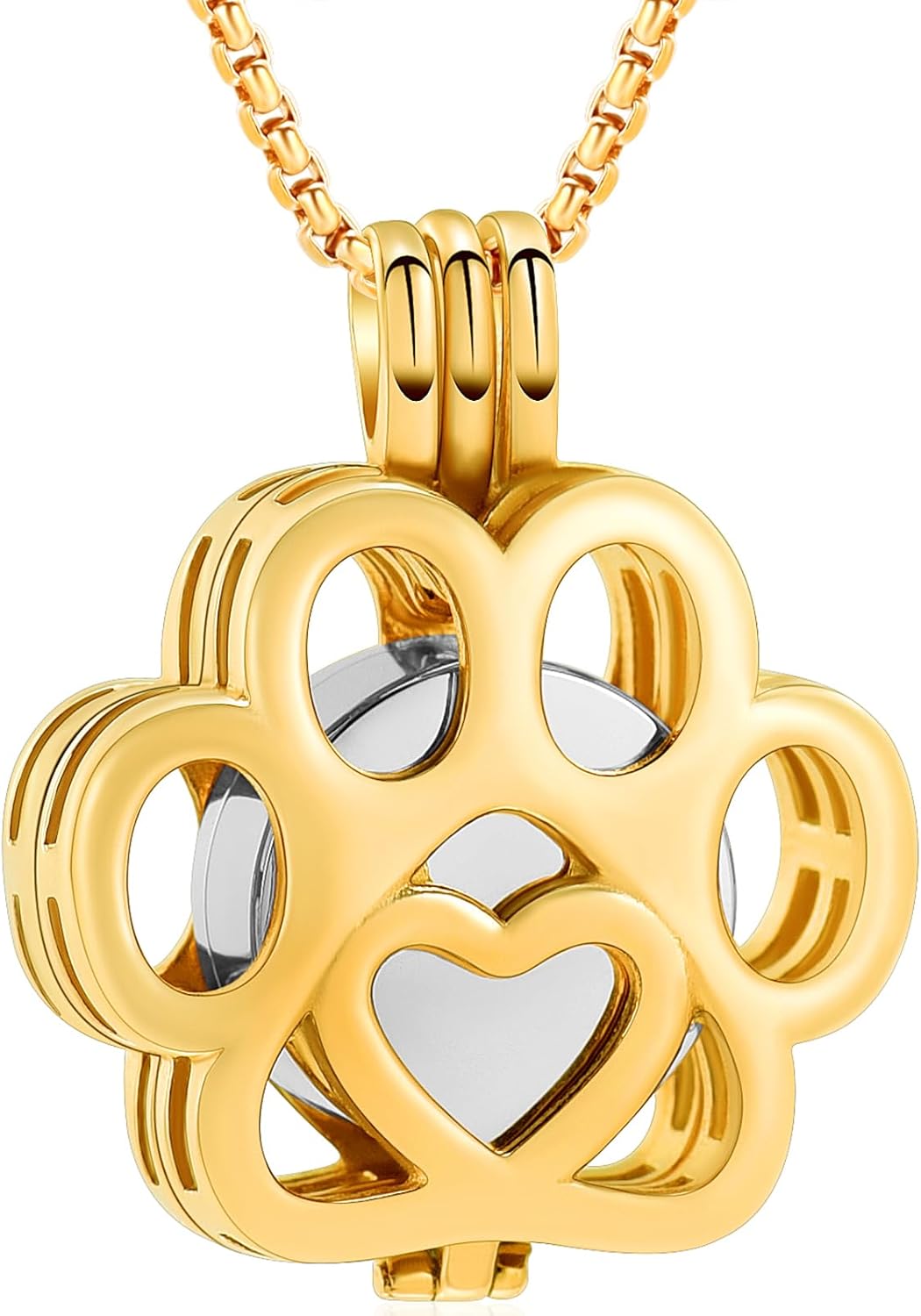 Oinsi Pet Cremation Jewelry For Ashes For Dog/Cat Paw Stainless Steel Memorial Locket Urn Necklace Inside Mini Case Keepsake Cremation Jewelry Women Men