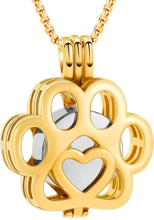Oinsi Pet Cremation Jewelry For Ashes For Dog/Cat Paw Stainless Steel Memorial Locket Urn Necklace Inside Mini Case Keepsake Cremation Jewelry Women Men