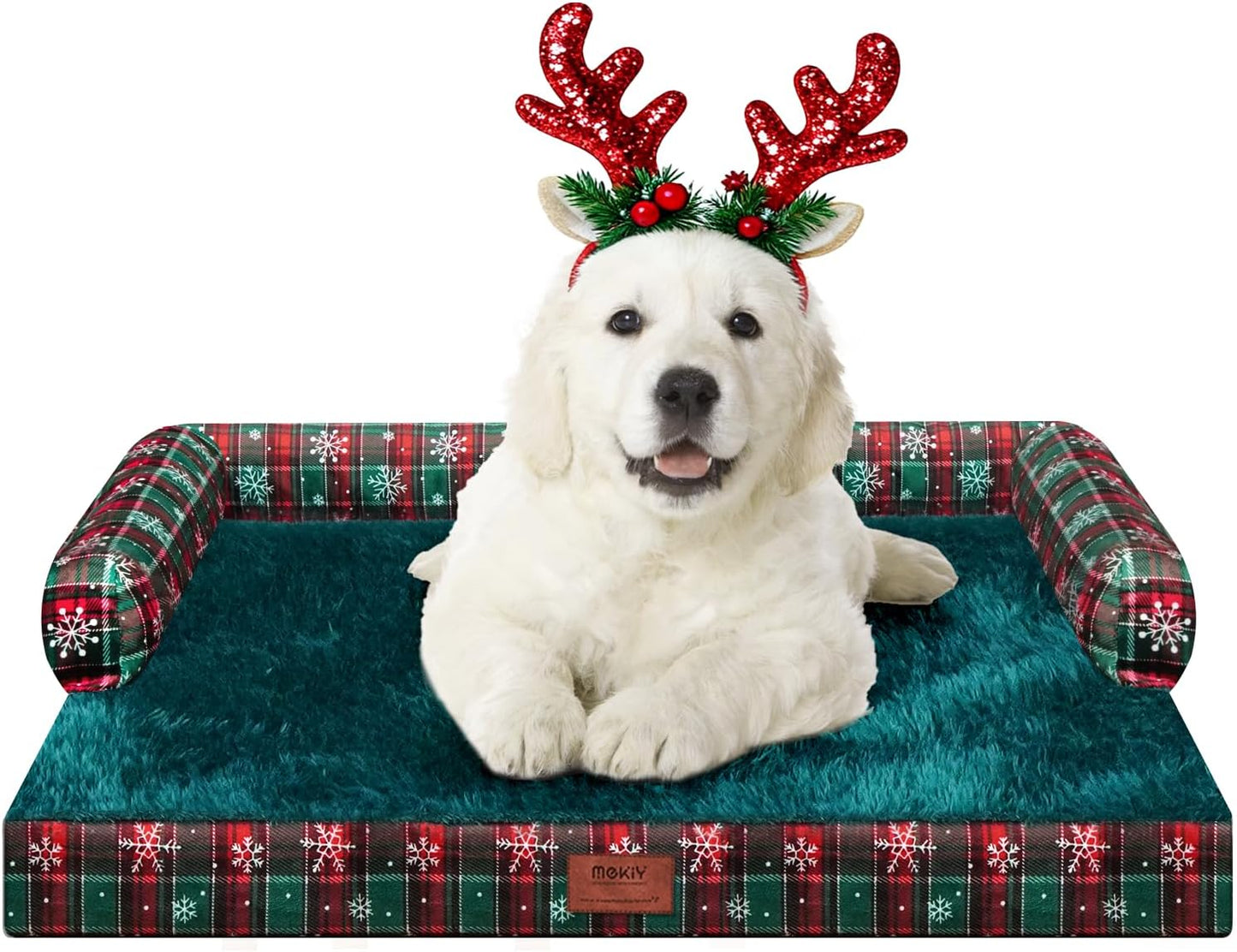 Christmas Dog Bed Large Sized Dogs-Orthopedic Waterproof Dog Beds,Comfort Pets Couch Sofa with Washable Removable Cover,Christmas Holiday Themed Pet Bed for Large Cat Dogs