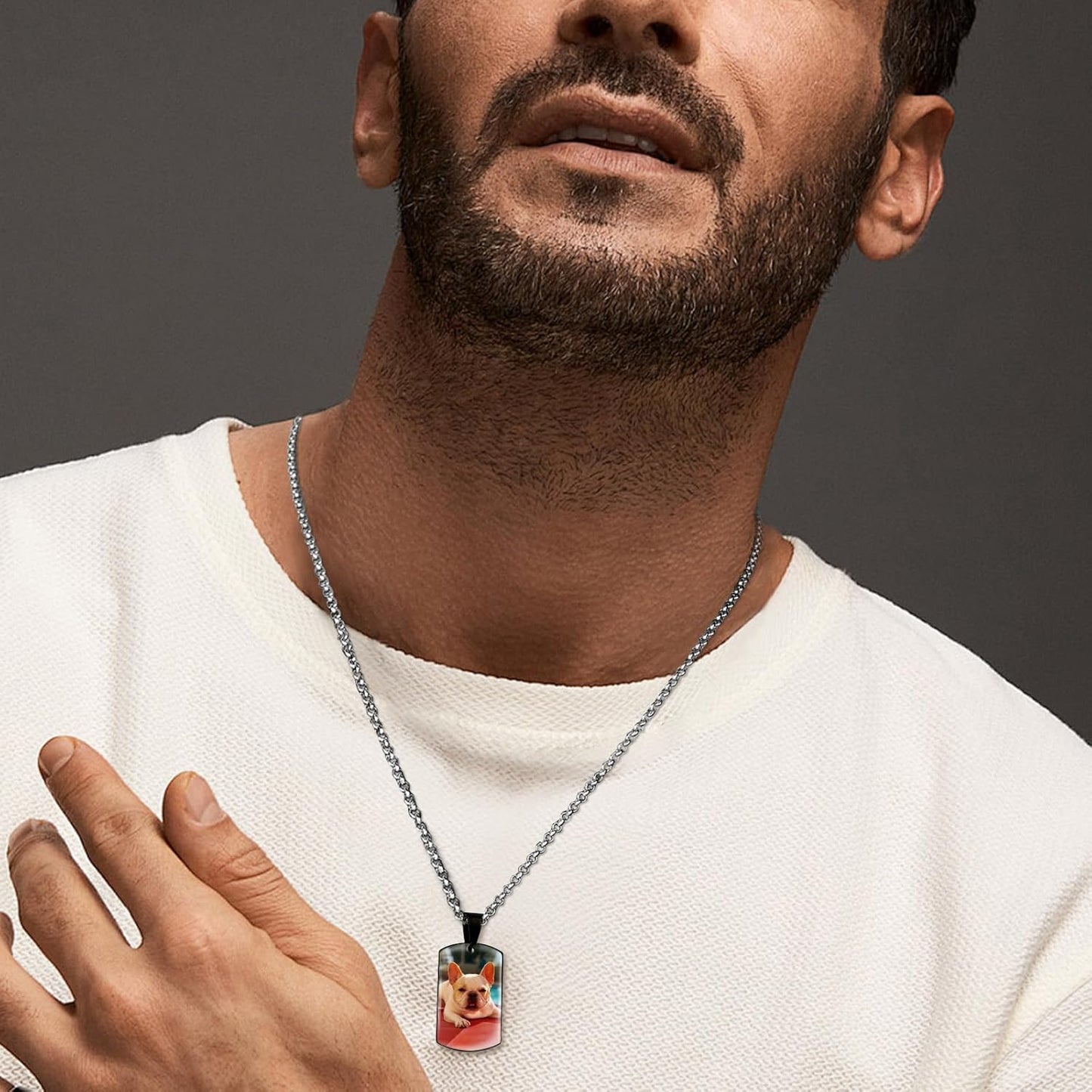 Funnylife Personalized Pet Urn Necklaces for Dog Cat Ashes Custom Photo Text Stainless Steel Cremation Ash Memorial Jewelry Pet Loss Sympathy Gift