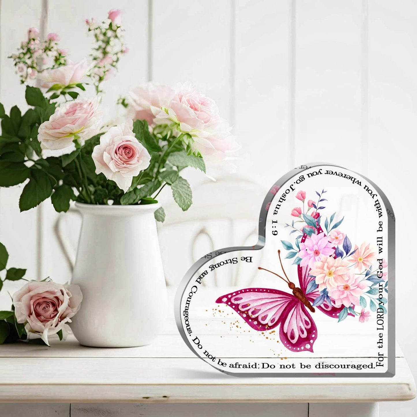 Christian Gifts for Women, Inspirational Christian Gifts, Paperweight Keepsake,Prayer Room Decor Acrylic Hearts Decoration for Friend Home Office