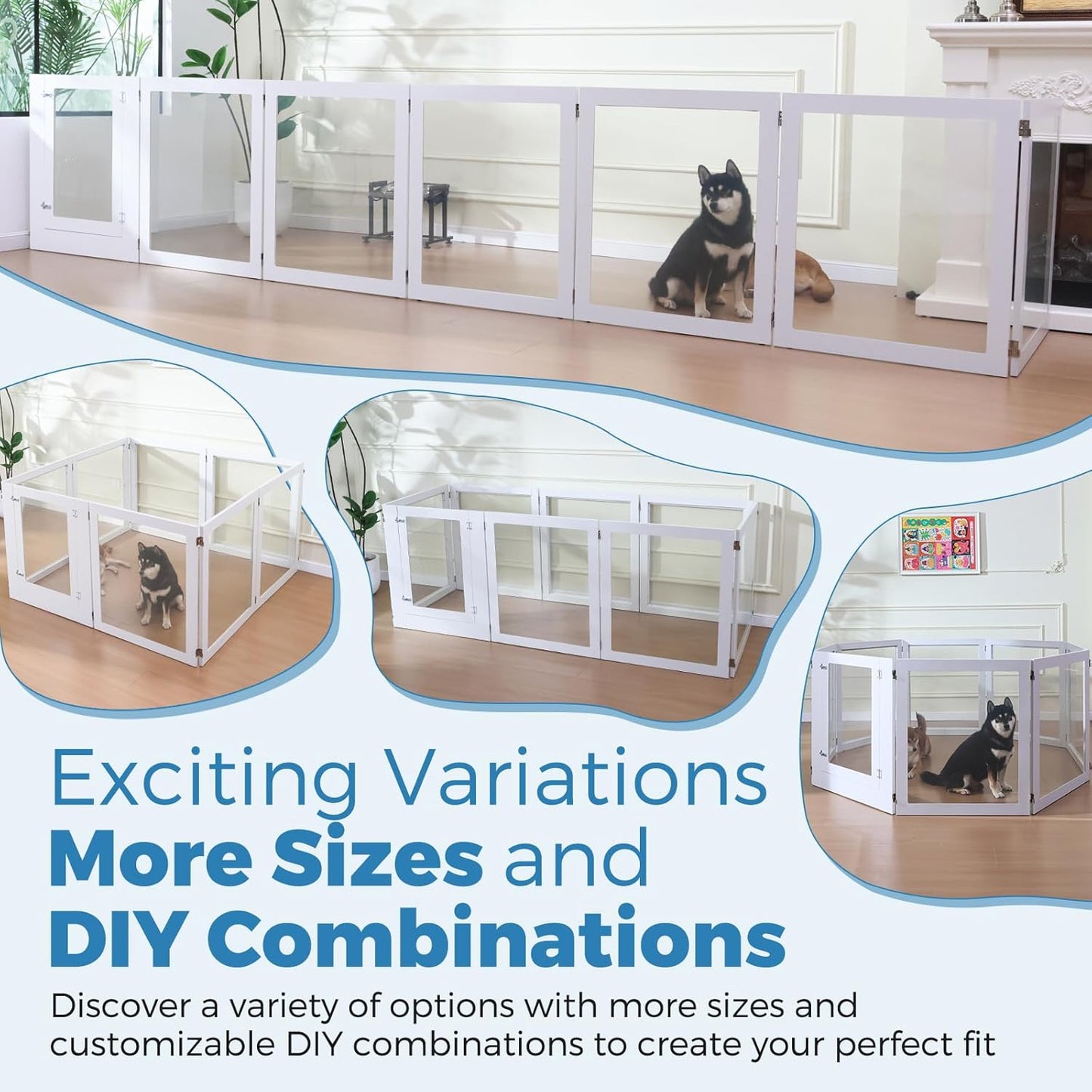 Heavy Duty Clear Acrylic Dog Playpen, 31.5“ Height Transparent Pet Pen, Metal Frame Easy Assemble Kennel Enclosure, Ideal for Small to Medium Dogs, Cats, and Other Small Pets