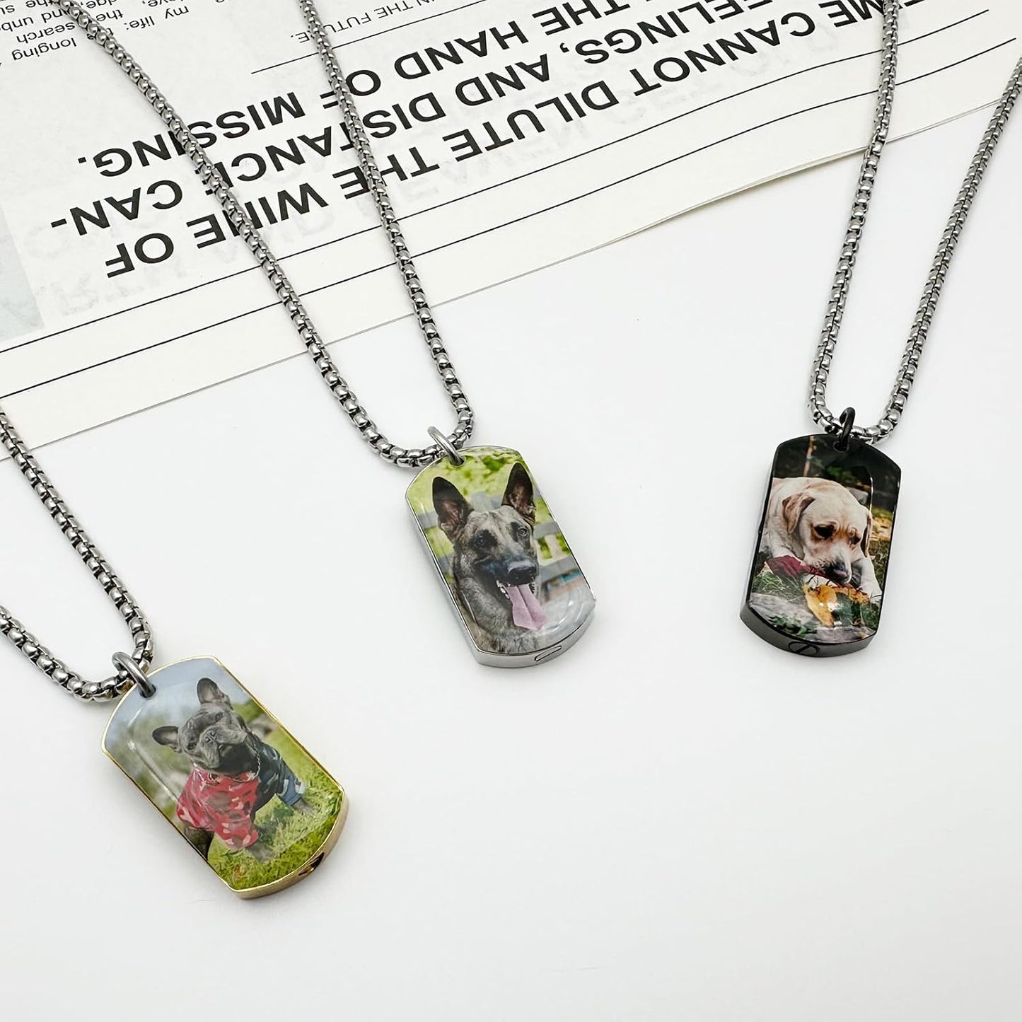 Funnylife Personalized Pet Urn Necklaces for Dog Cat Ashes Custom Photo Text Stainless Steel Cremation Jewelry Pet Loss Memorial Gift