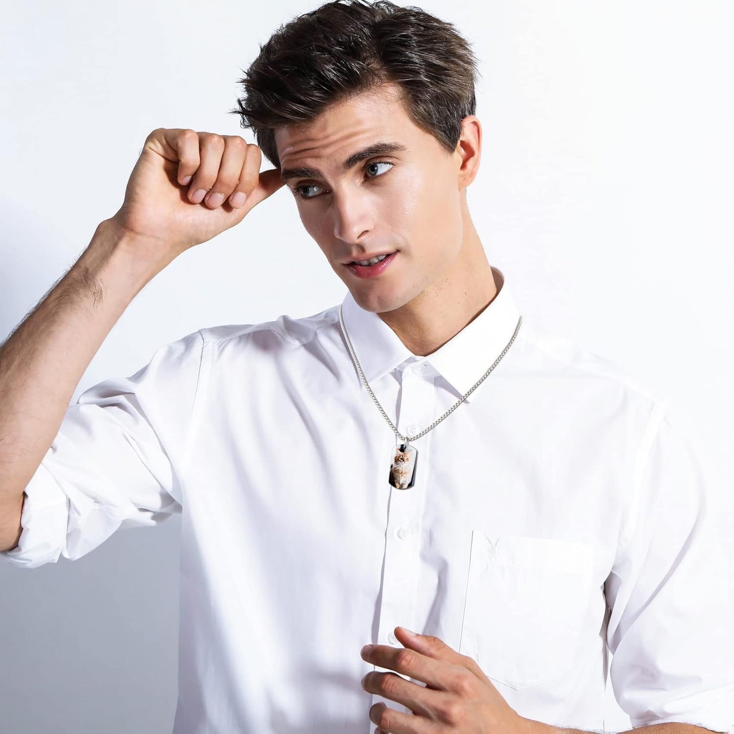 Personalized Urn Necklace for Pet Ashes Custom Photo/Name/Date Paw Print Pendant for Women Men Cremation Jewelry Memorial Keepsake for Dog/Cat/Pet Urn Necklace with Funnel Fill Kit