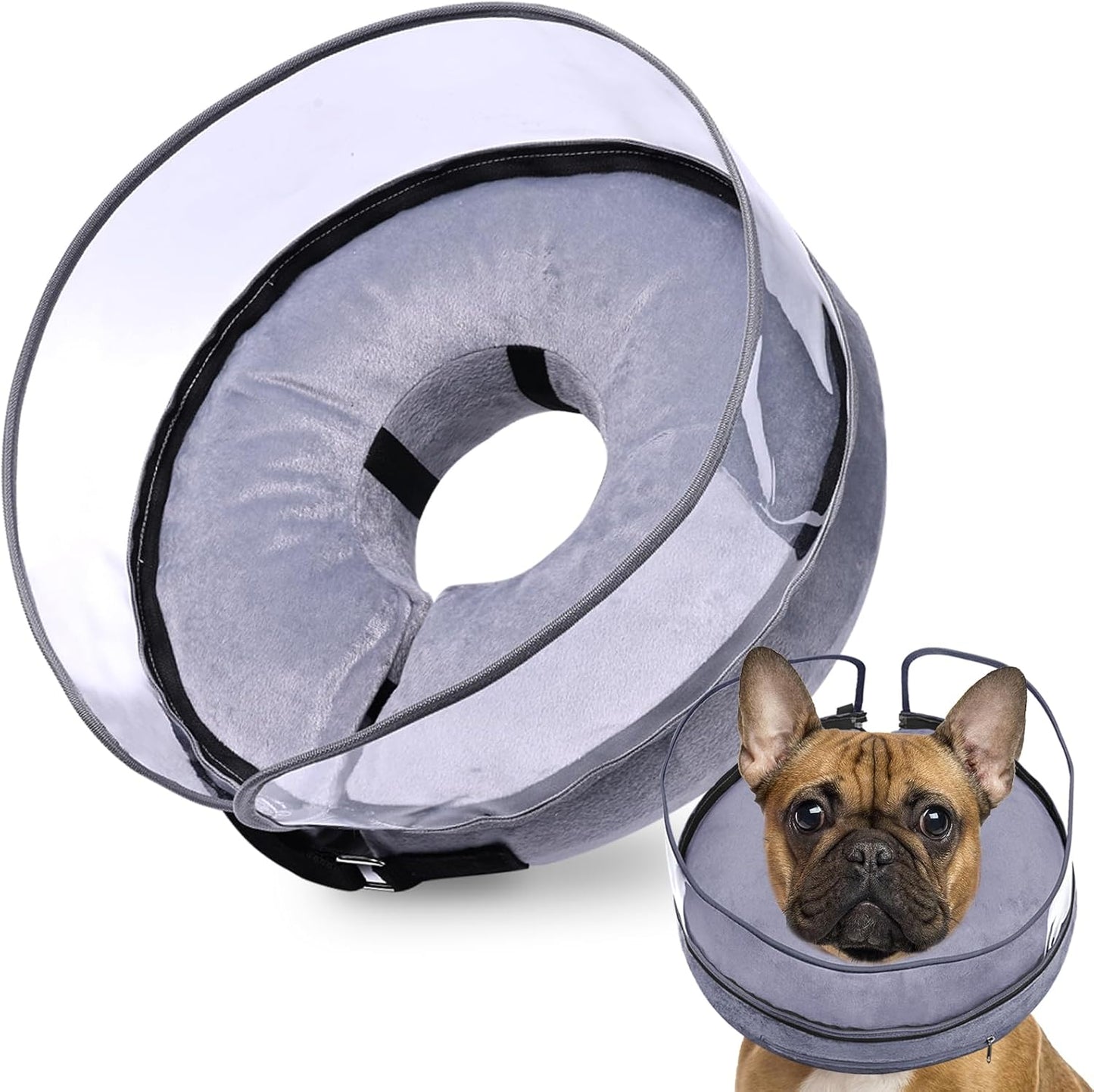 BARKLESS Dog Cone, Inflatable Dog Cone After Surgery for Small Medium Breeds, Soft Surgery Collar with Enhanced Anti-Licking Guard Shield for Pets, Patented Protective Donut Collar