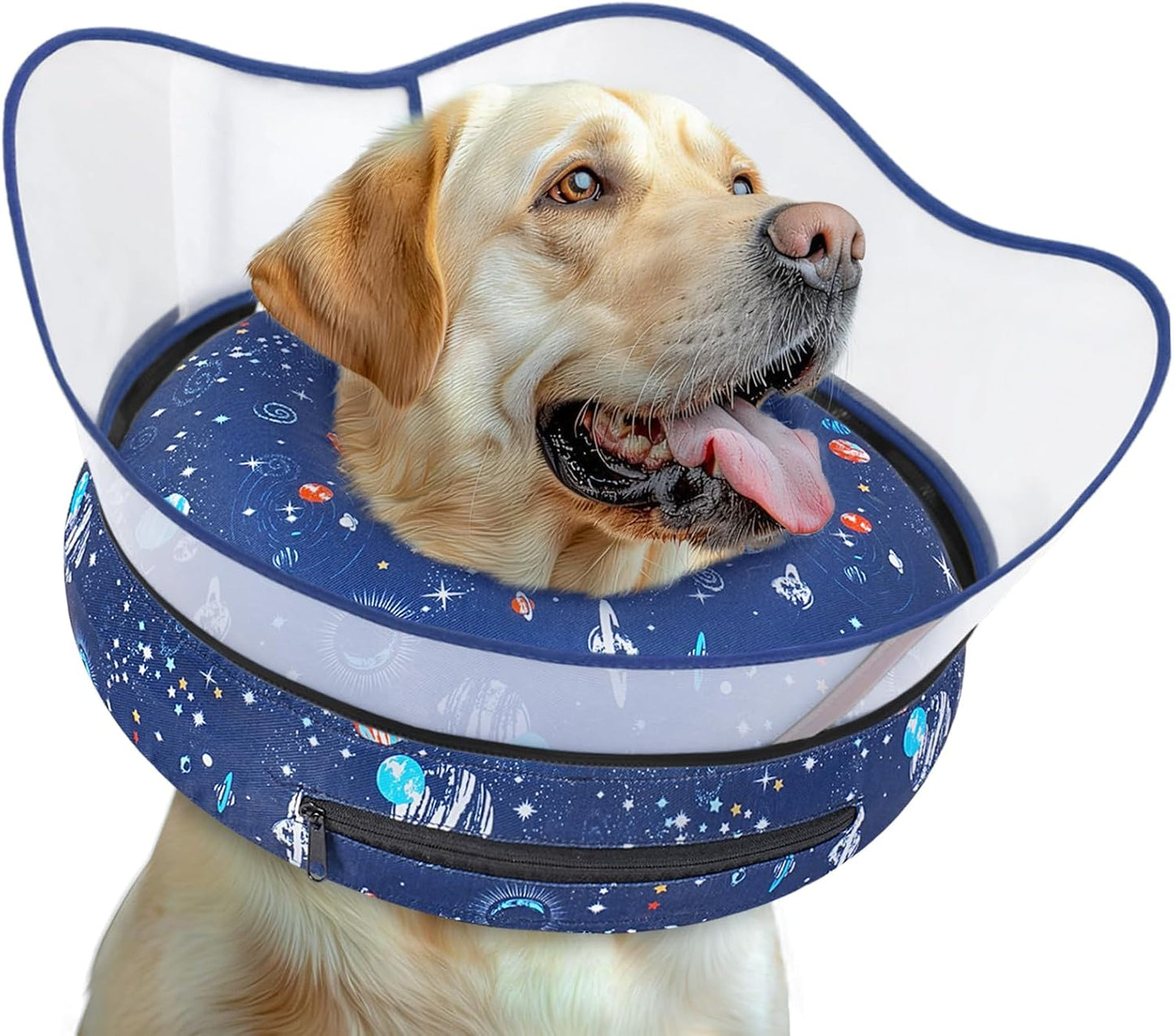 Elevated Inflatable Dog Cone Collar to Stop Licking, Dog Donut Collar After Surgery, Soft Pet Cone Alternative for Small Medium Large Dogs