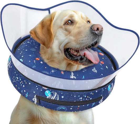 Elevated Inflatable Dog Cone Collar to Stop Licking, Dog Donut Collar After Surgery, Soft Pet Cone Alternative for Small Medium Large Dogs