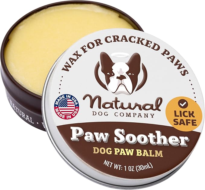 Natural Dog Company Paw Soother Balm & Wax 1 oz Tin – Restorative Paw Repair with Coconut Oil, Vitamin E & Calendula – Heals Dry, Cracked Paws, Lick-Safe, Protects from Extreme Weather