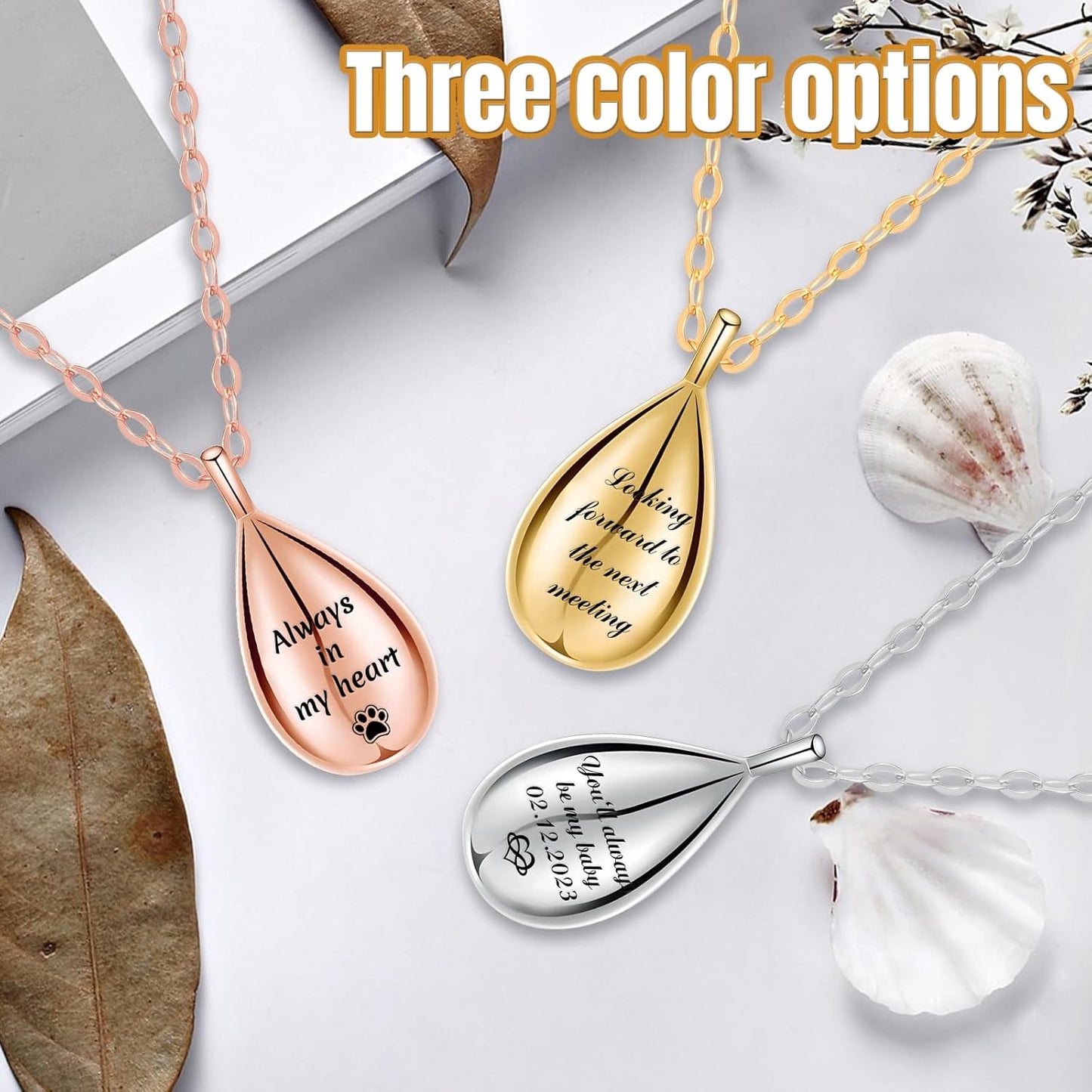 HJX Personalized Cremation Jewelry Memorial Necklace for Ashes-Custom Urn Necklaces for Ashes with Text,Gift for Women Men Loved Ones(Teardrop)